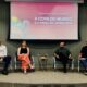 Foto: Júlia Delgado Jornalistas Ricardo Capriotti, Ludmilla Candal, Cauê Dias e Nelson Nunes na palestra que ocorreu na ESPM.