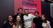 Caroline Cardoso, Júlia Delgado, Leonardo Van Brussel, André Rivello, Guilherme Maturana e Beatriz Rigoli em palestra da “Semana da comunicação”, organizada pela ESPM Social. Foto: Jussara Lima