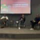 Da esquerda para direita: Diogo Biar, André Hernan e Patrícia Rangel (professora de jornalismo na ESPM-SP) discutem sobre a Copa do Mundo de 2026. Foto: Ricardo Scaringella